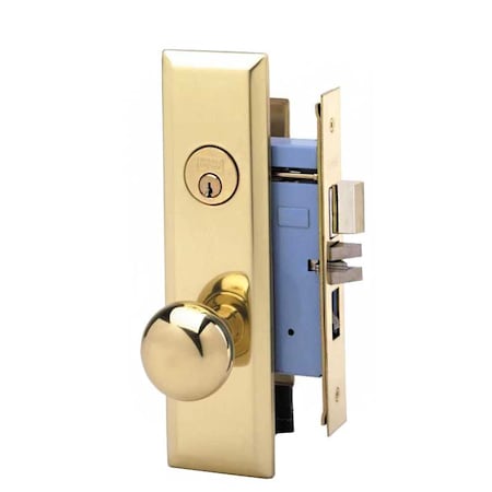 Marks Marks: 7NY10A MORTISE KNOB LOCKSET NEW YORKER - ENTRANCE - 1-1/4 X 8 - POLISHED BRASS - RIGHT HAND MRK-7NY10A-3-RH